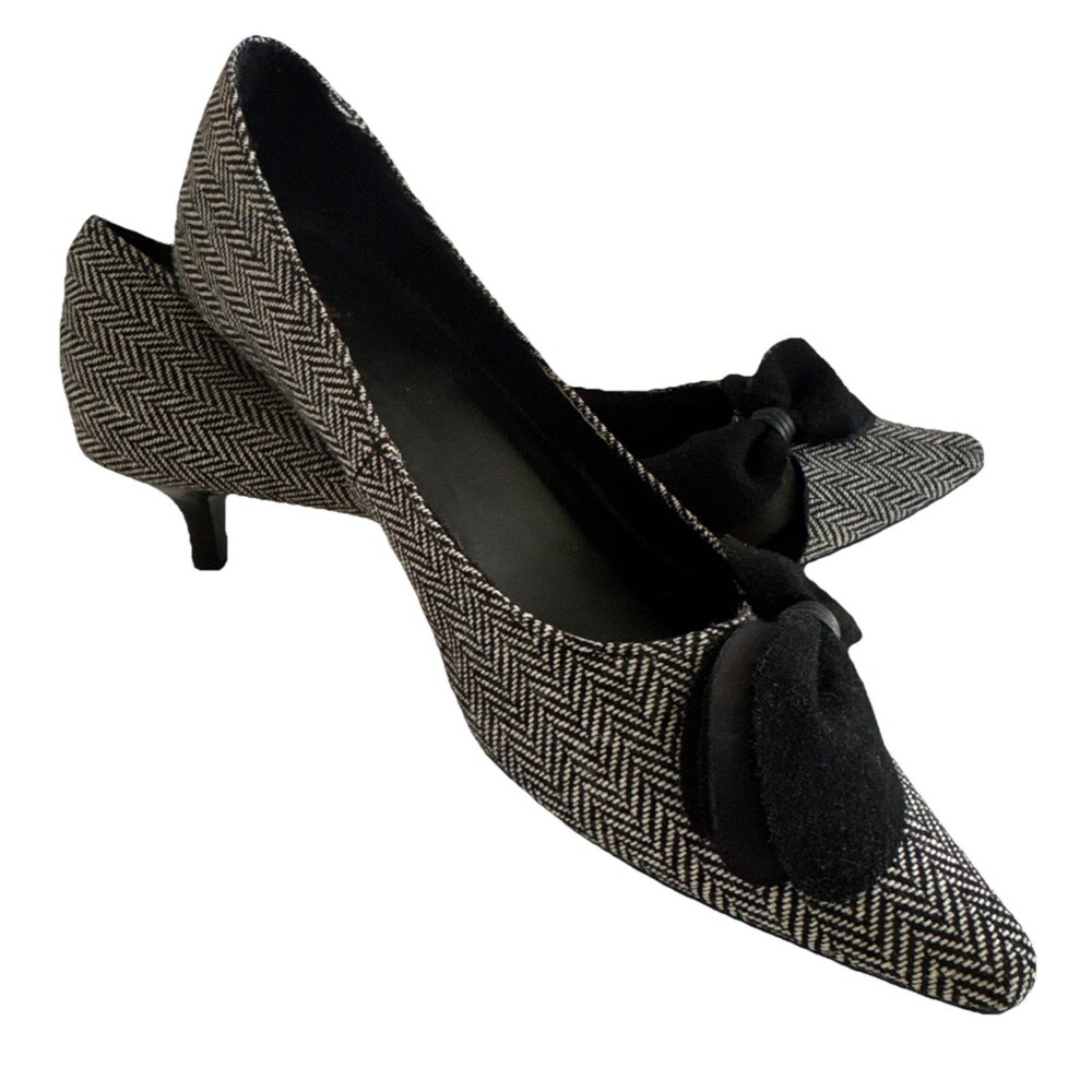 Fioni Heels Slip On Pointed Stiletto Shoes Pumps Black Gray Office Women Sz 8.5